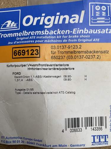 Trommelbremsbacken-Einbausatz Ford Escort V ab 09.1990